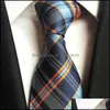Neck Tie Set Classic Mens Sets 51 Design 100% Silk Neck Ties Hanky Cufflink 8Cm Plaid Striped Men Formal Business Wedding Party Gra Dhptj