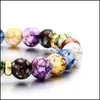 Beaded Strands Natural Resin Chakra Strands Bracelet Fashion Colorf Ornaments Energy New Jewelry Women Man Beaded Bracelets Yoga Chr Dhyno