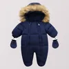 Rompers winter baby jacket plus velvet girl snow-proof down cotton boy Romper born toddler jumpsuit clothes 221007