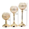 Bougeoirs de style européen, grand support rond en cristal doré, décoration de mariage, accessoires de Table, maison créative