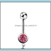 Navel Bell Button Rings Body Piercing Fashion Belly Button Rings Surgical Steel Barbells Dangle 2 Style Rhinestone Heart Navel Jewel Dhvra