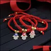 Charm Bracelets Turkey Eye Palm Pendants Charm Bracelets Manual Red Rope Weave Lucky Bangle For Women Girls Gift Blue Adjustable Size Dhzxn