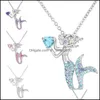 Colliers de pendentif Sirène pendentifs Collier alliage sier placage clavicar charms femmes colliers en strass