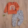 Ensembles de vêtements Citgeett printemps né bébé filles garçons vêtements arc-en-ciel imprimé léopard à manches longues pull sweat hauts pantalons 0 24M 221007