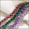 Charm Bracelets 1Pcs Big Crystal Bracelets With Zircon Sier Gold Bangle White Green Pink Purple Stone Women Girl Gifts Drop Delivery Dh3Mk