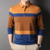 Men's Polos Polo Shirt for Men Long Sleeve Striped Autumn Multicolor Fashion Clothing Casual Male Korean Style Polo T Shirt 221006