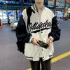 Herrjackor baseball uniform varsity jackor för män överdimensionerad tunn bokstav broderi college bombare kappa kvinnor fick vintage kläder svart 221007