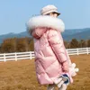 Down Coat Children Shiny Padded Jacket Girls Winter Thick Hooded Fur Collar Warm Kids Clothing Outerwear 6 14 Years TZ267 221007