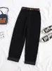 Women's Pants Capris JMPRS Women Spring Corduroy High Waist Autumn Vintage Korean Casual Wide Leg Elegant Belt Loose Cotton Streetwear 221007