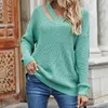 Kvinnors tr￶jor Fitshinling V Neck Casual Women Pulovers Boho Holiday Knitwear Sweater Oversize Long Sleeve Solid Top Winter