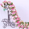 Fiori decorativi Arco di nozze di seta artificiale Falso Sakura Vite di plastica da appendere al soffitto Ghirlanda di fiori di ciliegio Decorazioni per lo sfondo del tubo di casa