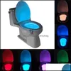 ウォールランプトイレトイレナイトライトLEDランプスマートバスルームヒューマンモーションアクティブ化8/16色トイレのためのマティックバックライトライトBDESYBAG DHAYZ