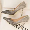 Zapatos de vestir diseñadores de lujo tacones de boda zapatos de boda hídricos rosa negro oro brillo mujer tacón alto zapatos sexy zapatos de punta de punta de punta 12 cm T220927