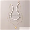 Colliers perlés Style Vintage Simple perle chaîne ras du cou collier de perles pour les femmes de mariage amour coquille pendentif bijoux de mode en gros Dhoxt