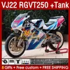 Fairings zbiorników dla Suzuki RGVT250 VJ 22 RGV RGVT 250 CC RGVT-250 160NO.194 RGV250 SAPC VJ22 91 92 1993 1995 1996 RGV-250 1990 1991 1992 93 94 95 96 OEM Fairing Blue Blue Stock