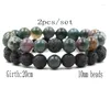 Strand 10mm Green Stone Black Lava Beads DIY Essential Oil Diffuser Bracelet Men Women Friend Jewelry