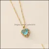 Pendant Necklaces Heart Shaped Necklaces Zircon Fl Rhinestone Crystal Pendants Copper Woman Necklace Jewelry Ornaments Personality Fa Dhb34