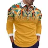 Polos Polos African Dashiki Print Męska koszula polo jesienna moda Odrzuć kołnierz długi rękaw