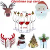 Decorazioni natalizie 10 pezzi Cup Card Cappello da Babbo Natale Decorazioni per bicchieri di vino Buon ornamento per forniture per feste dell'anno