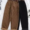 Kvinnors byxor Capris JMPRS Kvinnor Spring Corduroy High midja Autumn Vintage Korean Casual Wide Leg Elegant Belt Loose Cotton Streetwear 221007