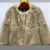 Women's Fur Faux Women Natural Rabbit Jacket Autumn Winter Warm Casual Short Coat Fashion Round Neck Long Sleeve Thin Outerwear Wholesale 221006