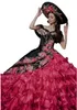 Abiti Da Cerimonia Mexikanische Quinceanera Kleider Puffy Organza Rock Süßes 16 Kleid Blumenapplikationen Vestidos De 15 Jahre