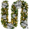 Decoratieve bloemen 1.8/2,7 m LED Kerstmis rattan kunstmatige bloem licht krans boom decor strip deur kerstmisig jaar wedd z9o1