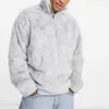 Pullover Y2K Männer Fleece Hoodie Pullover Mode Zip-up Stehkragen Solide Pullover Herbst Winter Warme Herren Kleidung Casual lose Woolen Tops Y2210