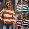 Damen Strick T-Shirts Damen Herbst Winter Frauen Pullover Tops Gestreift Lässig Warm Pullover Lose Pullover Pullover Weiblich Pull Strickwaren 221007