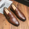 Luxury brogue oxford shoes pointed toe leather shoes embroidered rhinestone tassel metal buckle high-end men's fashion formal casual slip-on shoes large sizes38-47