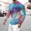 Mens Tshirts Sports Style Casual 3D Printing Design Stitching Man Longsleved Tshirt Colorful Man T Shirts Fashion Sportswear 221007