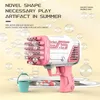 Nowość Electric Bazooka Bubbles Pistolet Buby 32-Hole W pełni automatyczna gatling bąbelkowa maszyna Summer Outdoor Soap Water Game Children Toys 221007