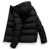 Automne Manteaux Hommes Coton Rembourré Veste De Mode Vêtements Chaud À Capuche Streetwear Solide Couleur Puffer Veste Tout Neuf