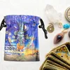 Sacs de rangement Sac Tarots Impression recto verso avec cordon Bijoux Oracle Card Sorcière Divination Accessoires