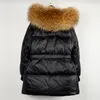 Parkas en duvet pour femmes Janveny Parkas d'hiver pour femmes 90% veste en duvet de canard blanc grand col en fourrure de raton laveur à capuche chaud manteau de plumes pour femmes Outwear 221007