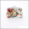 기타 보석 도구 밝은 색상 빈티지 꽃 동전 지갑을위한 여성용 꽃 스냅 클로저 작은 지갑 여름 액세서리 305 t2 dhnkc