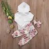 Vêtements Ensembles Marque Infant Toddler né Bébés Filles Floral Outfit Vêtements Survêtement À Capuche Tops Leggings Pantalon Bandeau 3 Pcs Ensemble 221007