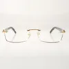 Montures de lunettes Buffs 3524012 avec nouveau matériel C plat avec des bâtons de cornes de buffle texturées noires