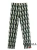 Kadınlar İki Parçalı Pantolon Erkeklerin Takipleri Kondala Şık Geometrik Baskı Vintage Kadın Takımlar V Boyun Büyük Boy Gömlekleri ve Yüksek Bel Düz Pantolon Moda Seti 221006