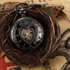 Montres de poche amour coeur forme main vent mécanique montre rétro creux squelette pendentif Steampunk hommes avec chaîne cadeau d'anniversaire