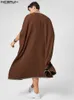 Mężczyzn Trench Coats Inderun Cloak Patchwork Lose Open Stitch Nieregularny streetwear Casual Long Style Ponchos S 5xl 221007