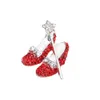赤いかかとの靴ブローチラインストーン赤いルビースリッパ女性のためのオズピンの魔法