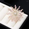 Brooches Gorgeous Yellow Pink Zirconia Snowflake Pins Winter Wedding Bouquet Crystal Pin Dress Brooch Jewelry Women Broach Gift