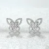 Boucles d'oreilles mignonnes femme cristal blanc pierre Vintage couleur argent mariage pour femmes luxe petit papillon