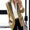 Damskie garnitury Blazer dla Fahion Lapel Cape Leopard Notch Lape-Casual Office Stroj