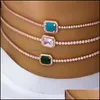 Colares pendentes Doreenbeads Colar de moda Retro étnico gargantilha étnica Gold shinestone requintado versátil quadrado geométrico de zircão feminino dhq8x