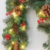 Decoratieve bloemen 1.8/2,7 m LED Kerstmis rattan kunstmatige bloem licht krans boom decor strip deur kerstmisig jaar wedd z9o1