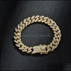 Цепочка звена Мужские хип -хоп Bling Gold Chase Bracelets Brashelets Diamond Dewelry Mice Out Miami Кубинская звенья браслет 1282 B3 Drop Delivery 20 DHCBB