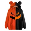 Sweats à capuche pour femmes Sweatshirts Unisexe Pumpkin Face Hoodie Halloween Orange Patchwork Costumes 221007