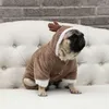 Köpek giyim tulum ceket polar kış sıcak köpek kıyafetleri hoodies sweater küçük köpekler Pug yorkie noel elk evcil hayvan xmas dekorasyon